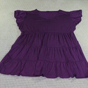 Celkuser Size 24 Purple Knit Tiered Dress